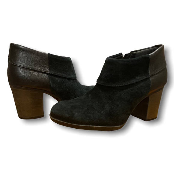 Clarks Enfield Canal Black Suede Side Zip Heeled Booties - Picture 4 of 10